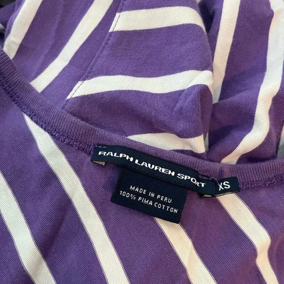 Ralph Lauren Sport Pima Cotton Midi Dress Striped Asymmetrical Stretch XS - Picture 5 of 5